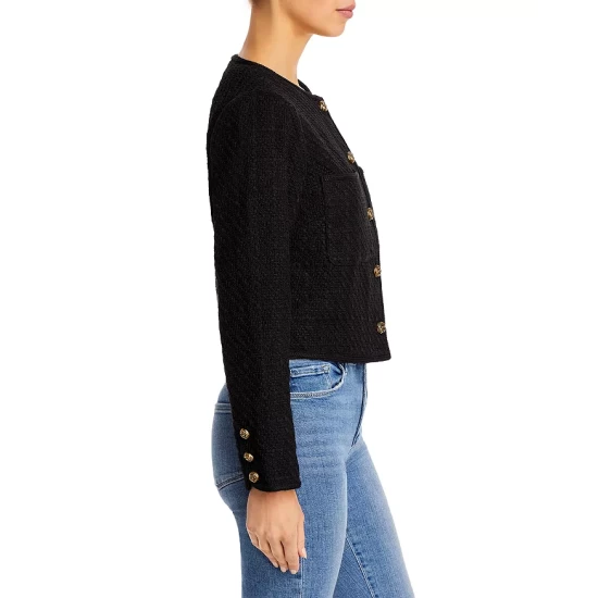 Promo 🛒 AQUA Five Button Tweed Jacket - 100% Exclusive Black 🎁 - Image 3