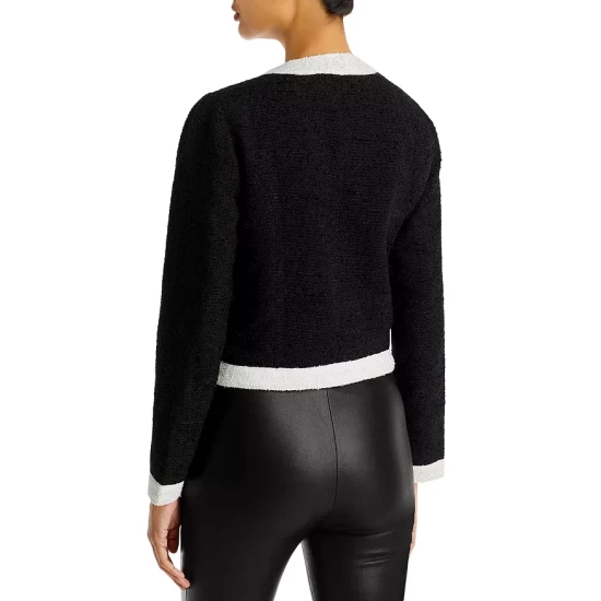 Cheapest โ๏ธ AQUA Tweed Cropped Jacket - 100% Exclusive Black/white ๐ - Image 3