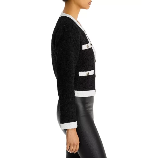 Cheapest โ๏ธ AQUA Tweed Cropped Jacket - 100% Exclusive Black/white ๐ - Image 5