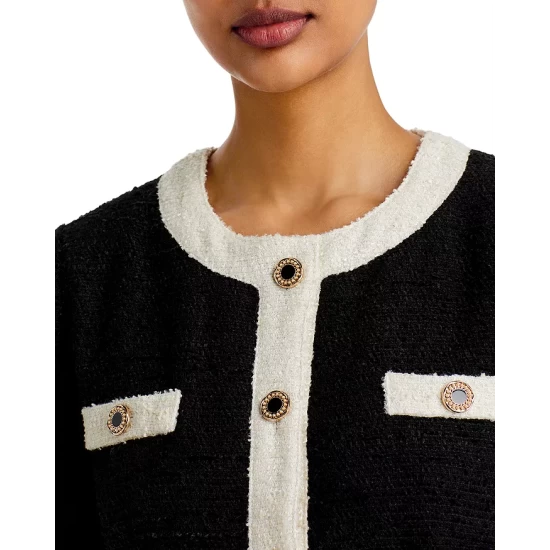 Cheapest โ๏ธ AQUA Tweed Cropped Jacket - 100% Exclusive Black/white ๐ - Image 7