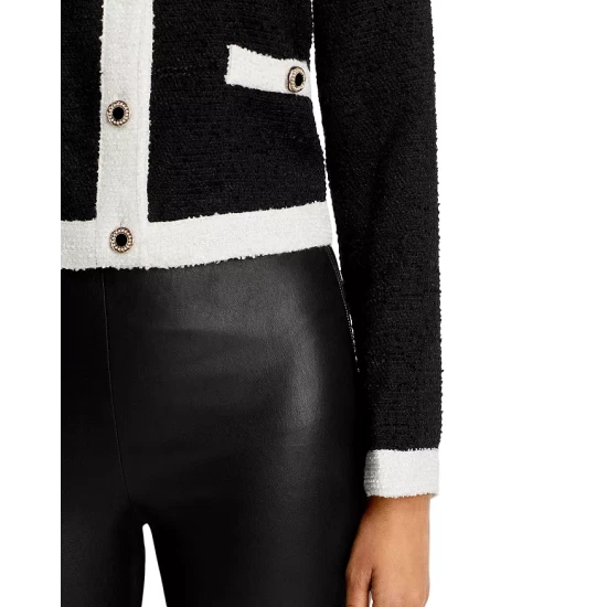 Cheapest โ๏ธ AQUA Tweed Cropped Jacket - 100% Exclusive Black/white ๐ - Image 8