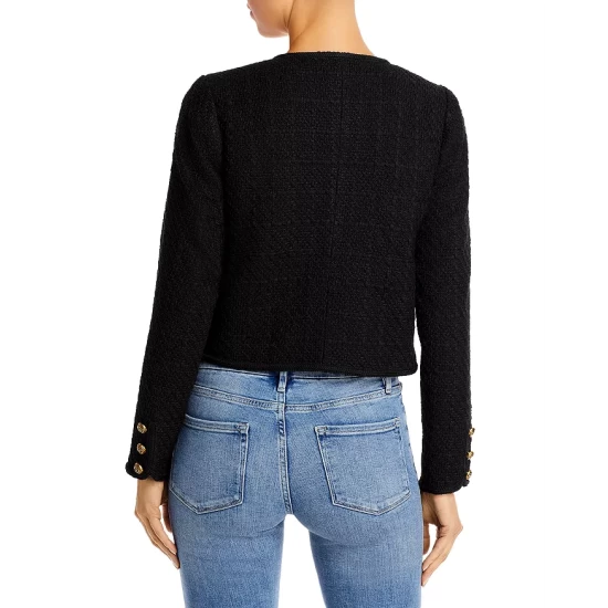 Promo 🛒 AQUA Five Button Tweed Jacket - 100% Exclusive Black 🎁 - Image 4