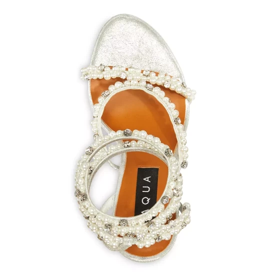 Cheapest ⭐ AQUA 👩 Women's Duet Embellished Ankle Strap High Heel 🩴 Sandals - 100% Exclusive Silver 👍 - Image 3