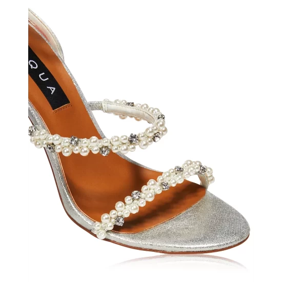 Cheapest ⭐ AQUA 👩 Women's Duet Embellished Ankle Strap High Heel 🩴 Sandals - 100% Exclusive Silver 👍 - Image 4