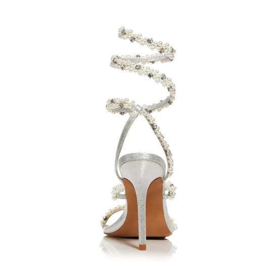 Cheapest ⭐ AQUA 👩 Women's Duet Embellished Ankle Strap High Heel 🩴 Sandals - 100% Exclusive Silver 👍 - Image 5