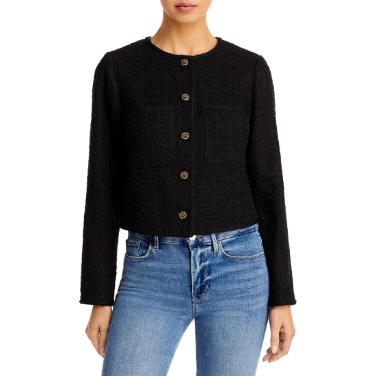 Promo 🛒 AQUA Five Button Tweed Jacket - 100% Exclusive Black 🎁 - Image 5