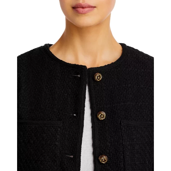 Promo 🛒 AQUA Five Button Tweed Jacket - 100% Exclusive Black 🎁 - Image 6