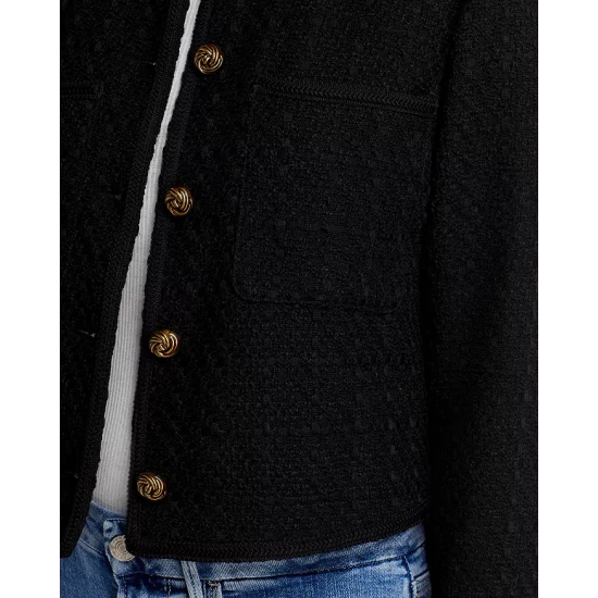 Promo 🛒 AQUA Five Button Tweed Jacket - 100% Exclusive Black 🎁 - Image 7