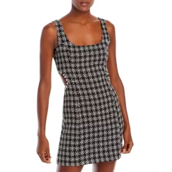 Cheapest 🤩 AQUA Tweed Cutout Mini 👗 Dress Black/white 😍