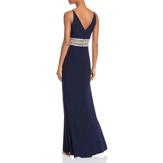 Cheap ✔️ AQUA Embellished-Waist Gown - 100% Exclusive Navy/silver ✔️ - Image 2
