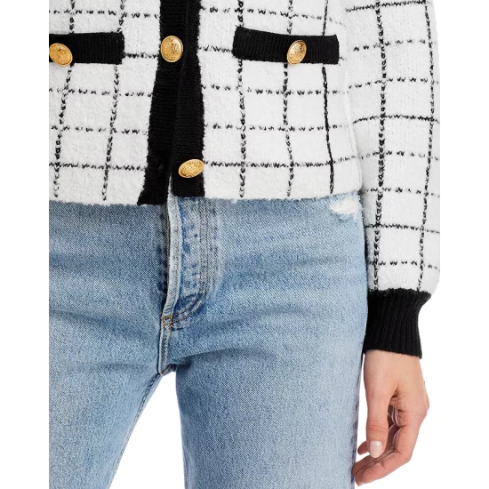 Cheapest 😉 AQUA Printed Button Front Cardigan - 100% Exclusive White/black 👍 - Image 6