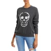 Promo 👏 AQUA Skull Intarsia Cashmere Sweater - 100% Exclusive Dark Gray/white 🎁