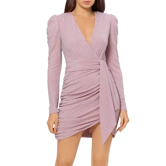 Buy ๐ AQUA Metallic Faux Wrap ๐ Dress - 100% Exclusive Black/silver ๐
