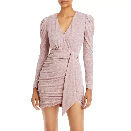 Buy ๐ AQUA Metallic Faux Wrap ๐ Dress - 100% Exclusive Black/silver ๐ - Image 3