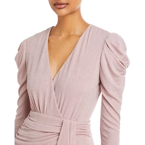 Buy ๐ AQUA Metallic Faux Wrap ๐ Dress - 100% Exclusive Black/silver ๐ - Image 5