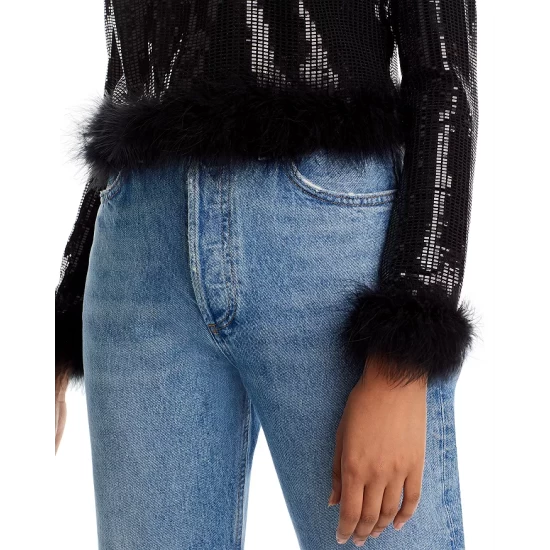Cheap ❤️ AQUA Sequin Feather Embellished Top - 100% Exclusive Black 😉 - Image 4