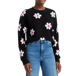 Top 10 🔥 AQUA Daisy Intarsia Cashmere Sweater - 100% Exclusive Black Combo 👍