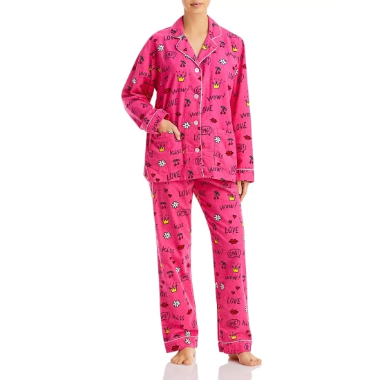 Promo ๐ AQUA Printed Long Flannel Pajama Set - 100% Exclusive Hot Pink ๐งจ