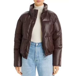 Promo 🥰 AQUA Faux Leather Puffer Jacket - 100% Exclusive Chocolate 👍