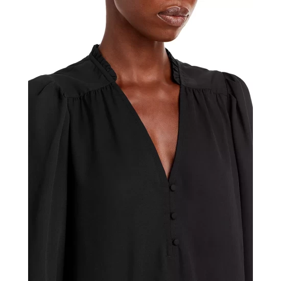 Top 10 π AQUA Smocked Sleeve Blouse - 100% Exclusive Black π - Image 4