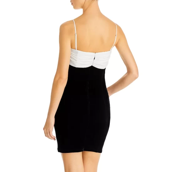 Budget ✨ AQUA Contrast Bow Velvet Mini 👗 Dress - 100% Exclusive Black ✔️ - Image 3