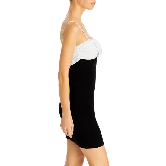 Budget ✨ AQUA Contrast Bow Velvet Mini 👗 Dress - 100% Exclusive Black ✔️ - Image 5